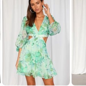 Hello Molly Green Floral Dress size XL fits L new